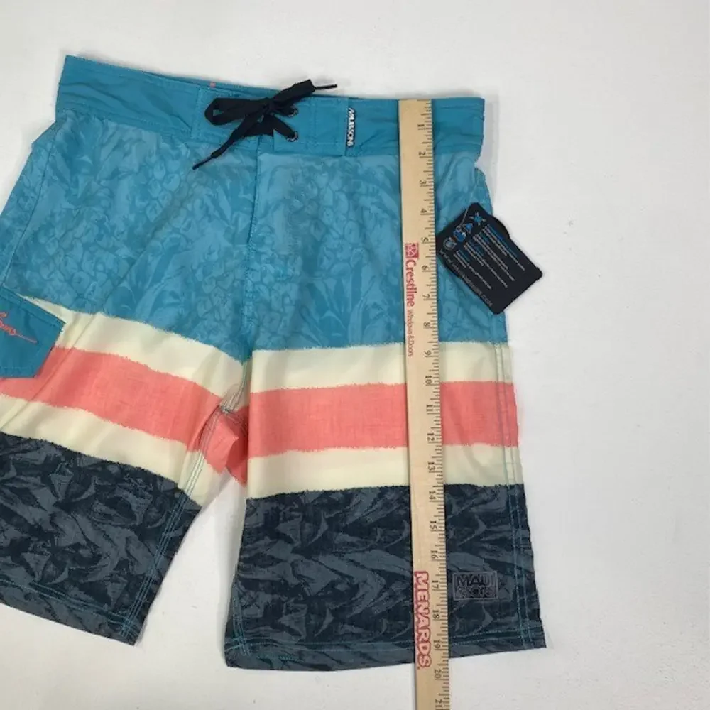 Maui and Sons Board Shorts Pineapple Haze Swim Trunks Striped Mens Size 30‎